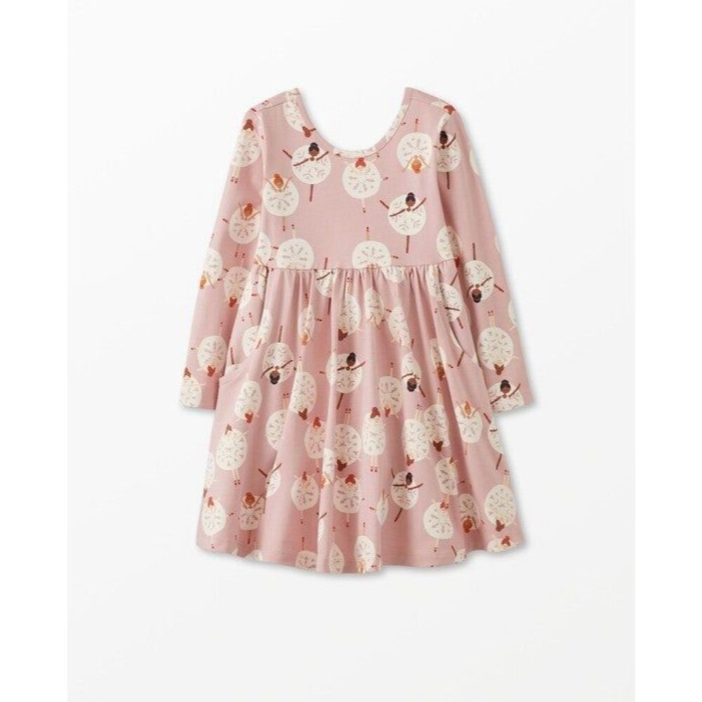 Hanna Andersson Snowflakes on Pointe Long Sleeve Skater Dress Size US 5